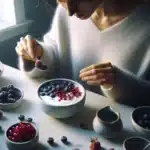 Norsk frokostbolle med yoghurt toppet med b r granateple og frukt